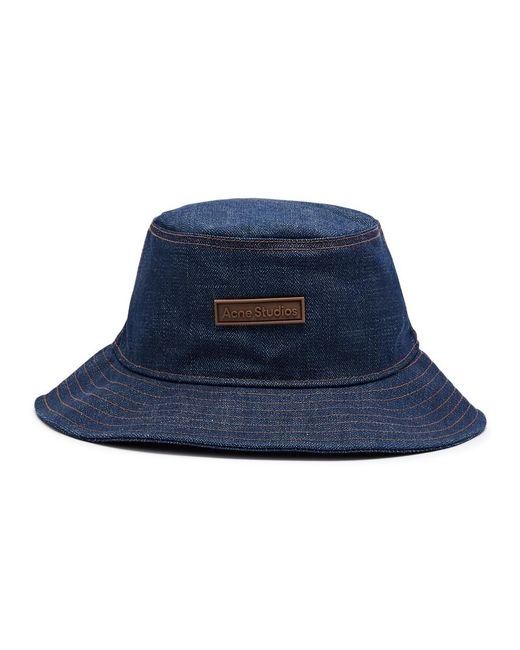 Acne Blue Brimmo Logo Bucket Hat