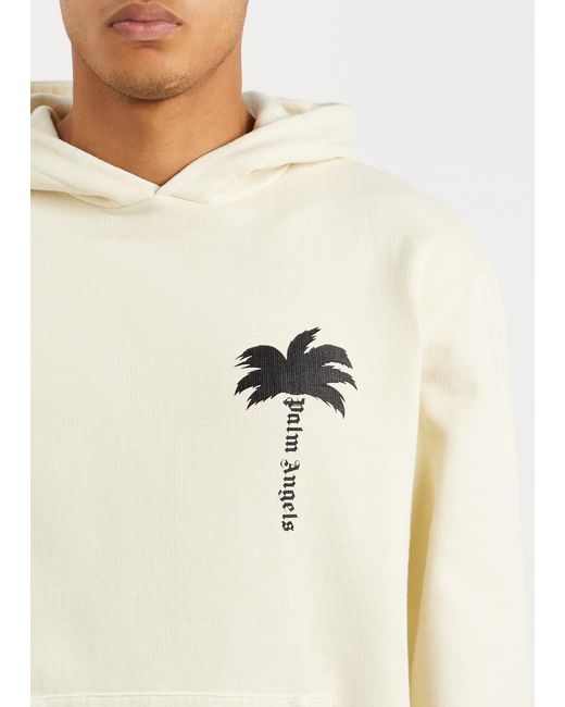 Palm Angels Natural The Palm Logo Hooded Cotton Sweatshirt for men