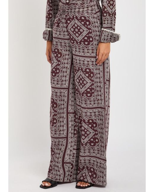 Veronica Beard Red Sylvester Printed Cotton-Blend Trousers