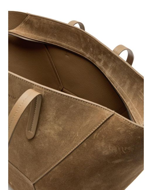 Brunello Cucinelli Brown Bead Medium Suede Tote Bag