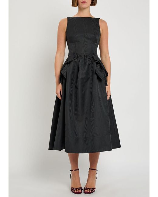 Rebecca Vallance Black Narcissa Jacquard Taffeta Midi Dress