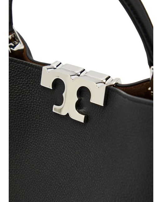 Tory Burch Black Eleanor T-Logo Grained Leather Top Handle Bag
