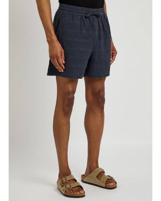 Les Deux Blue Charlie Embroidered Cotton Shorts for men