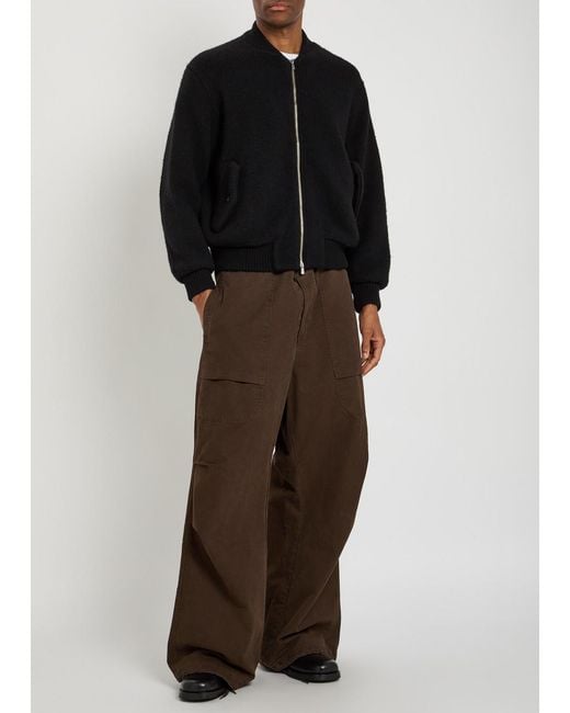 vowels Black Fine-Knit Wool Bomber Jacket for men