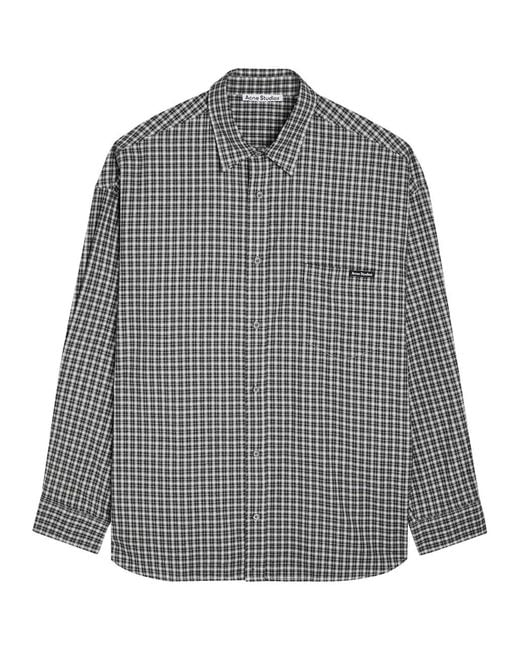 Acne Gray Plaid Cotton Shirt for men