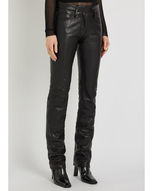 AARON ESH Black Slim-Leg Leather Trousers