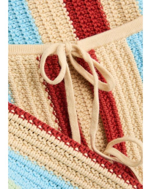 Kitri Red Taylor Striped Crochet-Knit Cardigan