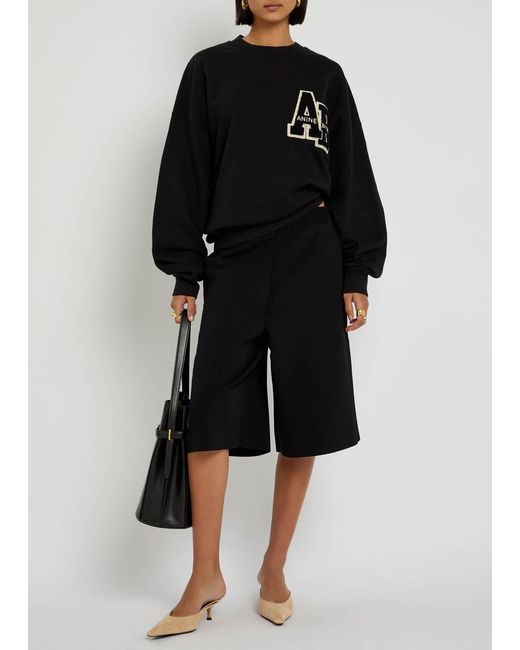 Anine Bing Black Miles Letterman Cotton Sweatshirt