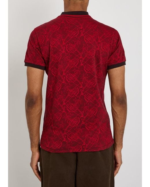 Vivienne Westwood Red Classic Logo-Jacquard Cotton Polo Shirt for men