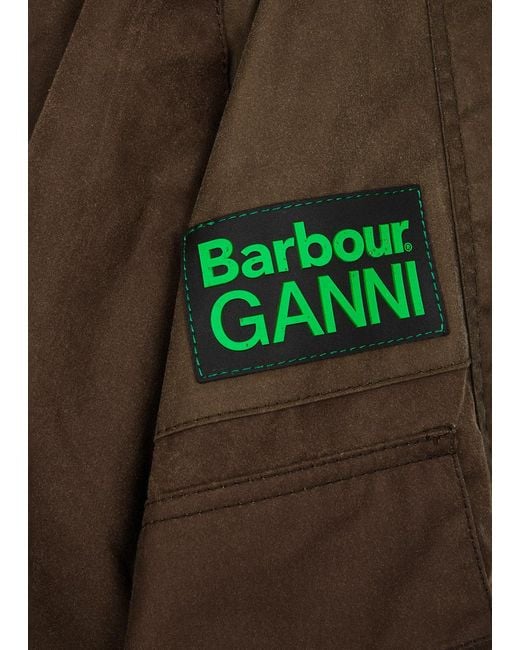 Barbour Green X Ganni Block Spey Waxed Cotton Jacket