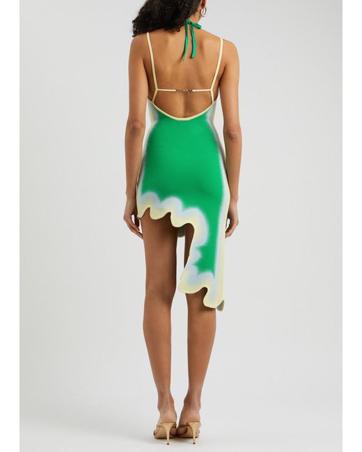 Ph5 Green Lotus Intarsia Stretch-Knit Midi Dress