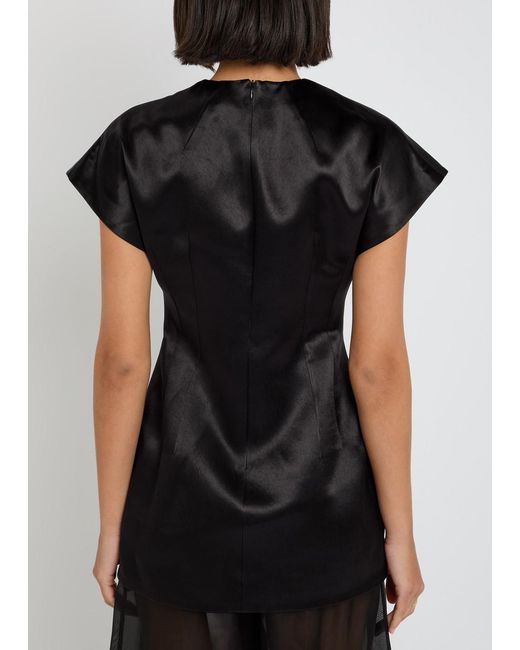 A.W.A.K.E. MODE Black Fringed Satin Top