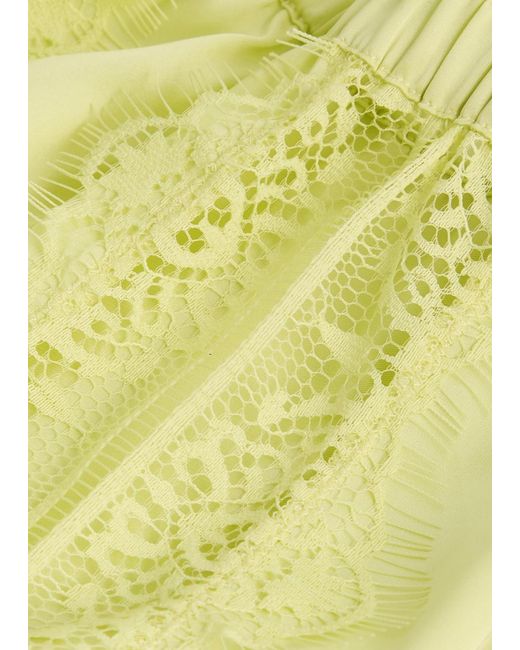 Simone Perele Yellow Satin Secrets Lace-Trim Satin Pyjama Shorts