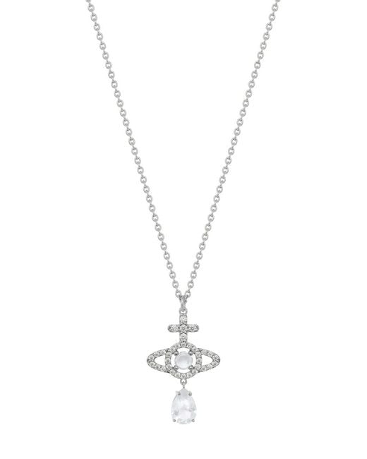 Vivienne Westwood White Olympia Pavé Drop Pendant Necklace