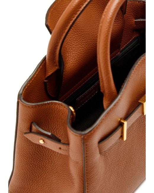 DeMellier London Brown The Small Hudson Grained Leather Top Handle Bag