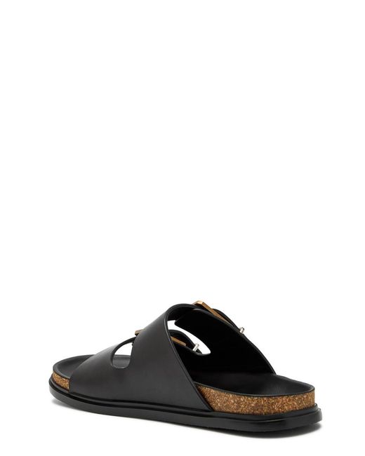 The Row Black Buckle Leather Slides
