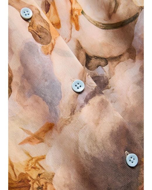 Alice + Olivia Pink Jade Printed Stretch-Mesh Top