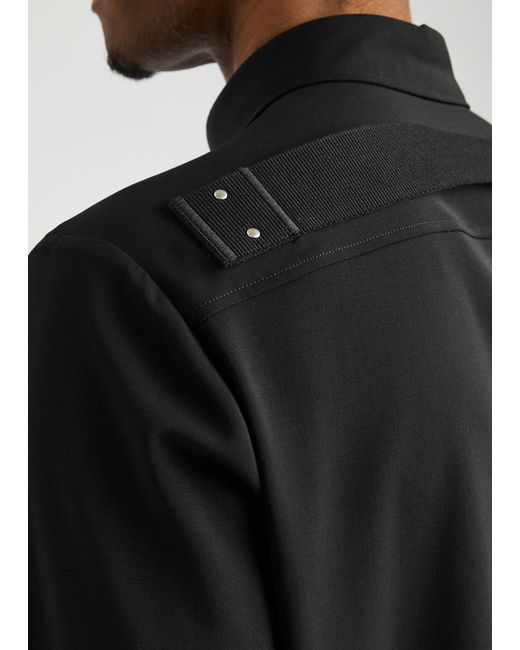 Rick Owens Black Fog Panelled Wool Shirt for men