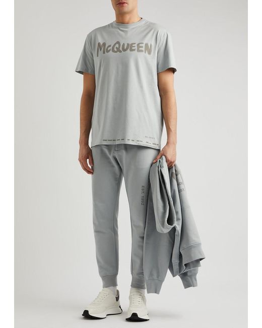 Alexander McQueen Gray Logo-print Cotton T-shirt for men