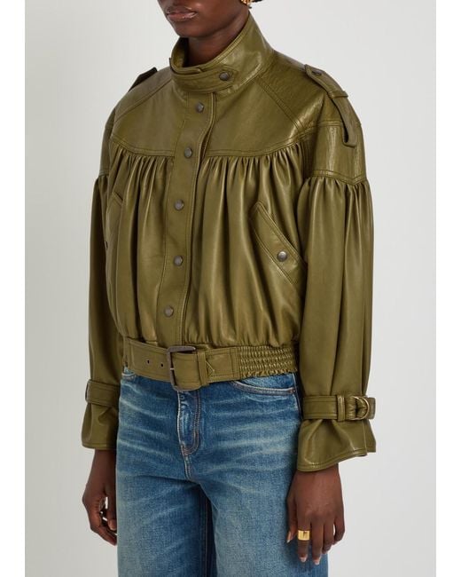 Chloé Green Cropped Leather Jacket