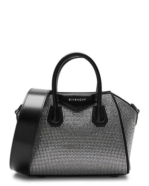 Givenchy Black Antigona Toy Crystal-embellished Leather Top Handle Bag