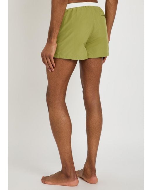 AMI Green Logo-Appliquéd Woven Swim Shorts for men