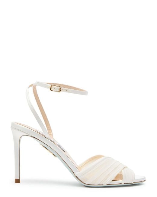 Aquazzura White Voile 85 Cross-Over Satin Sandals