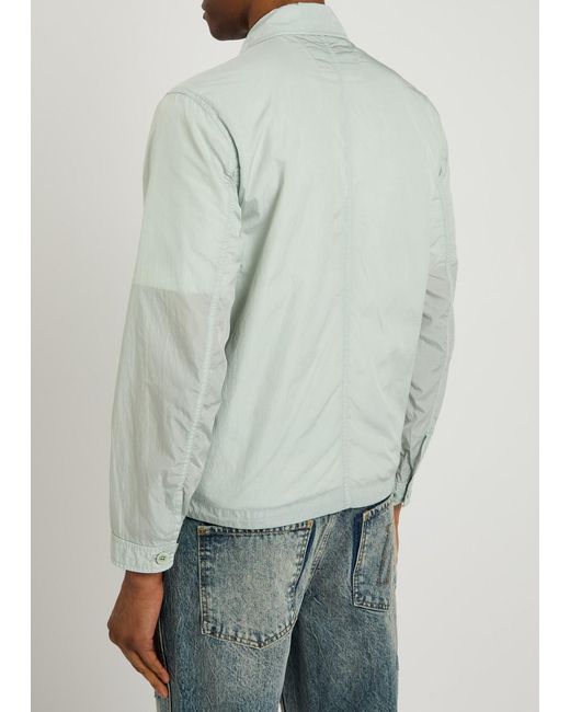 C P Company Green Logo-Embroidered Shell Overshirt for men