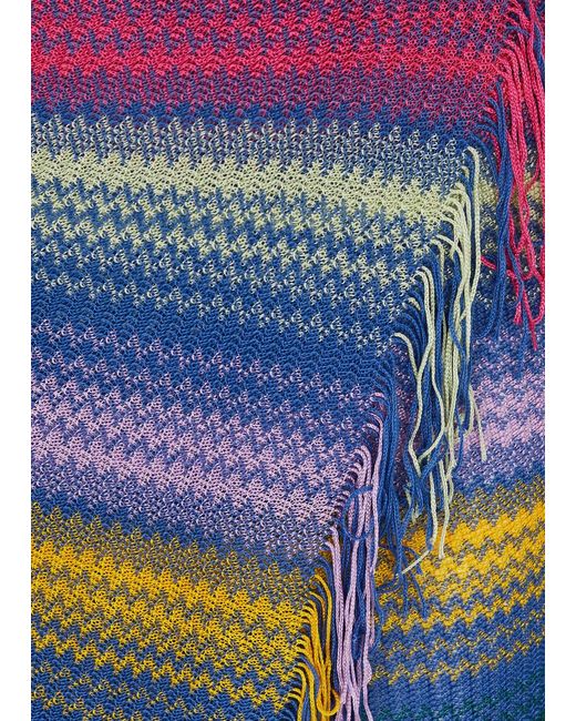 Missoni Blue Zigzag-intarsia Knitted Sarong