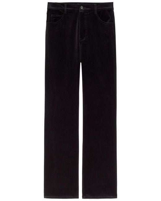 Nili Lotan Black Joan Straight-Leg Velvet Trousers