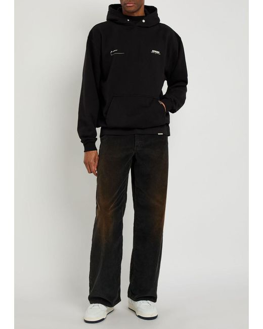 Represent Black Patron Of The Club Logo Hooded Cotton Sweatshirt for men