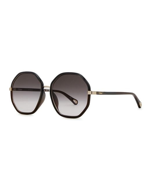 Chloé Black Frankly Octagon Frame Sunglasses