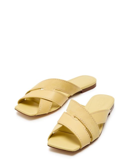 Tod's Yellow Square-Toe Suede And Leather Sandals