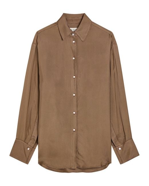 Rohe Brown Checked Satin Shirt