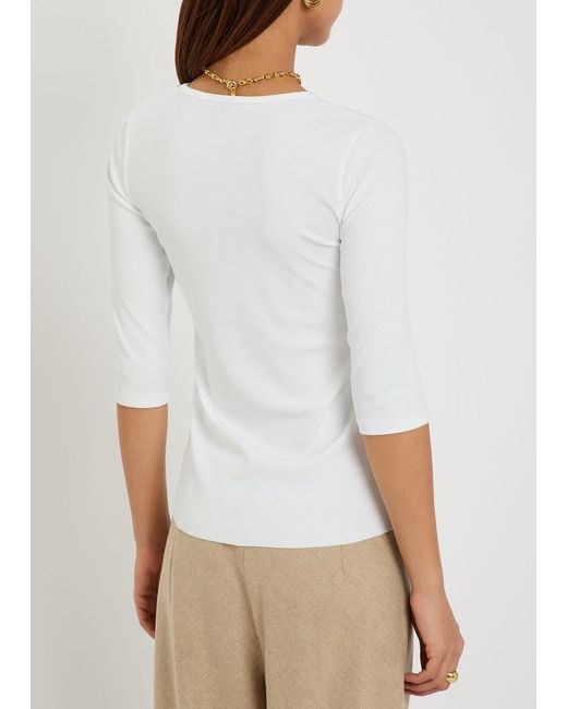 Vince White Ribbed Stretch-jersey Top