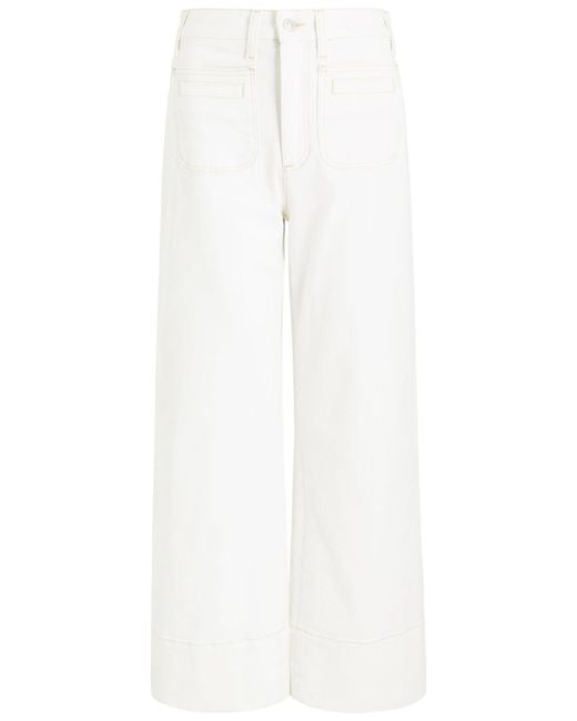 PAIGE White Anessa Cropped Straight-Leg Jeans
