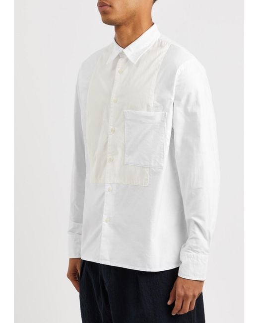 Universal Works White Panelled Cotton Shirt for men