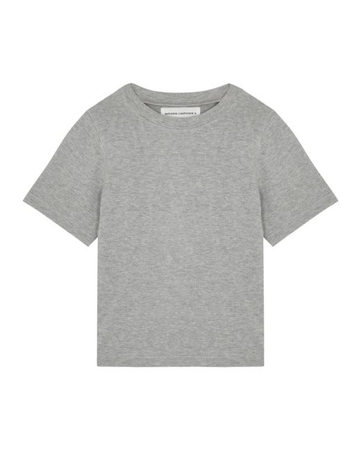 Extreme Cashmere Gray N°267 Tina Cotton And Cashmere-blend T-shirt