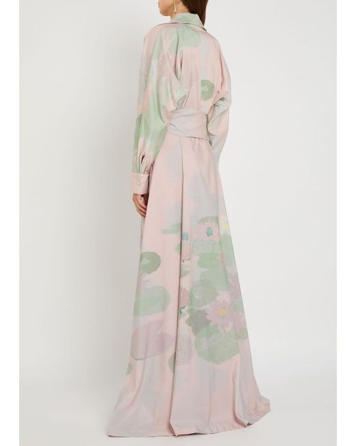 BERNADETTE Pink Beatrice Printed Stretch-Cotton Maxi Shirt Dress