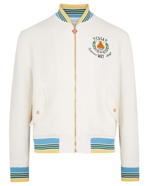 Casablancabrand White Logo-Embroidered Woven Bomber Jacket for men
