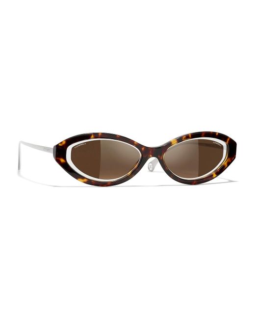 Chanel Brown Oval Sunglasses