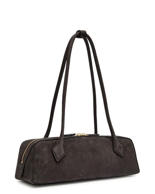 Alaïa Black Le Teckel Medium Suede Shoulder Bag