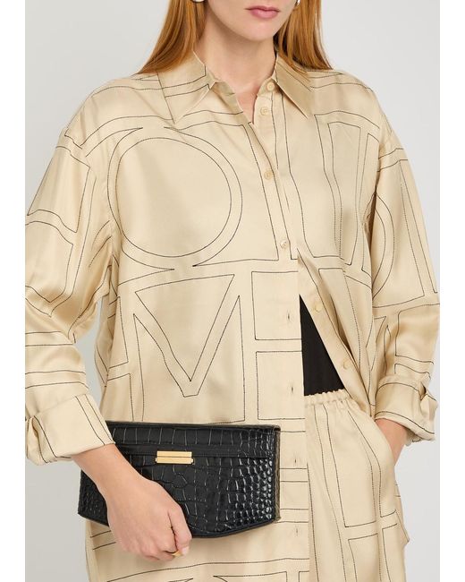 Totême  Black Crocodile-Embossed Leather Shoulder Bag