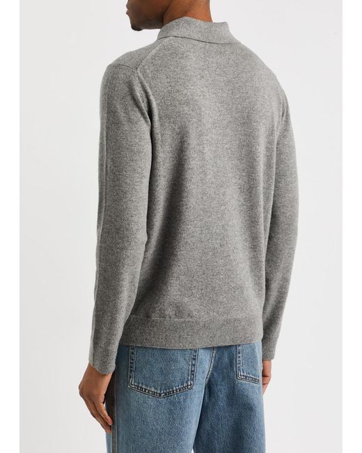 Loewe Gray Cashmere Polo Jumper for men
