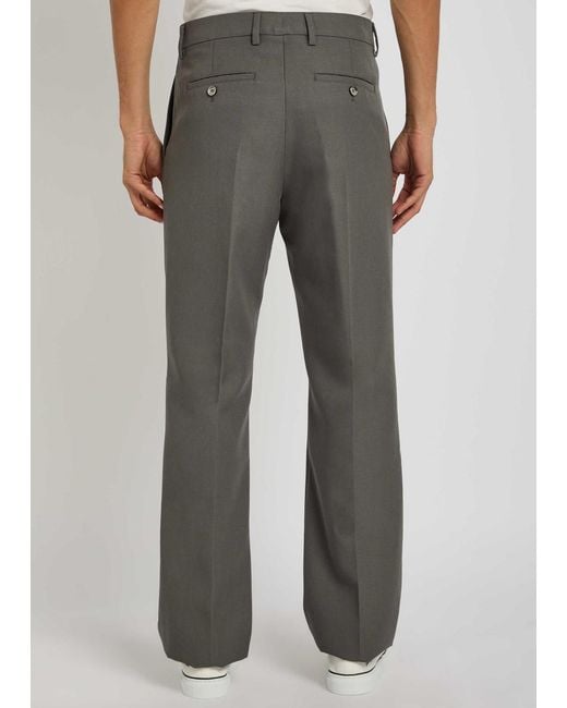 AMI Gray Straight-Leg Wool Trousers for men