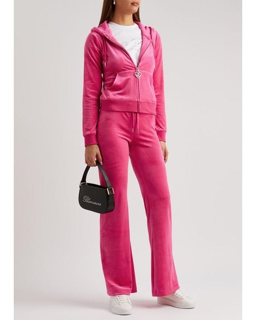 Juicy Couture Pink Amir Logo-embellished Velour Sweatshirt