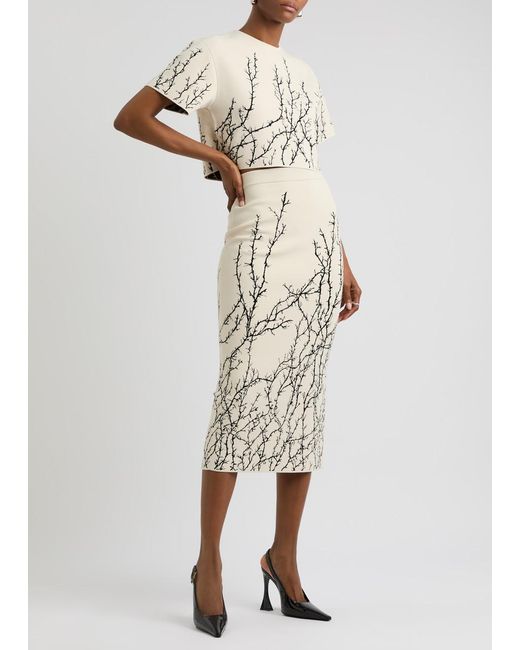 Alexander McQueen Natural Thorn Branches Knitted Midi Skirt