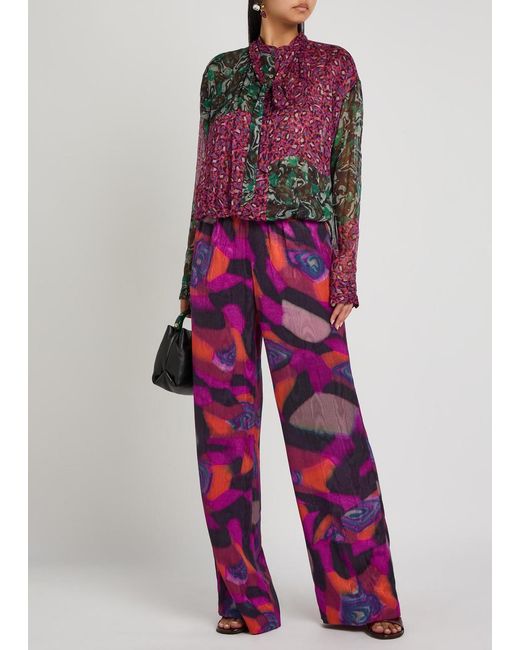 Dries Van Noten Red Puvis Printed Woven Trousers
