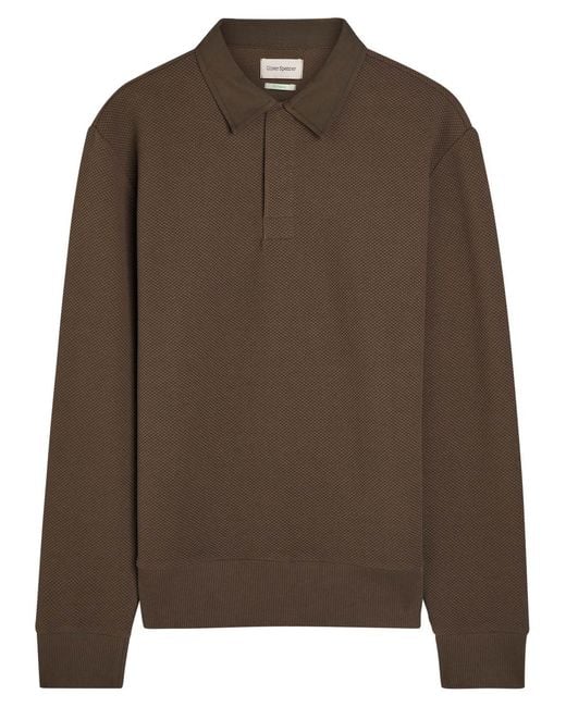 Oliver Spencer Brown Amery Waffle-Knit Polo Shirt for men
