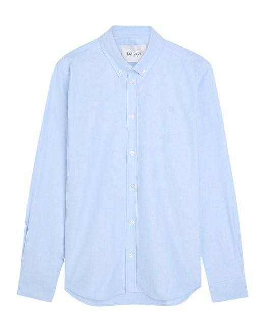 Les Deux Blue Konrad Oxford Stretch-Cotton Shirt for men